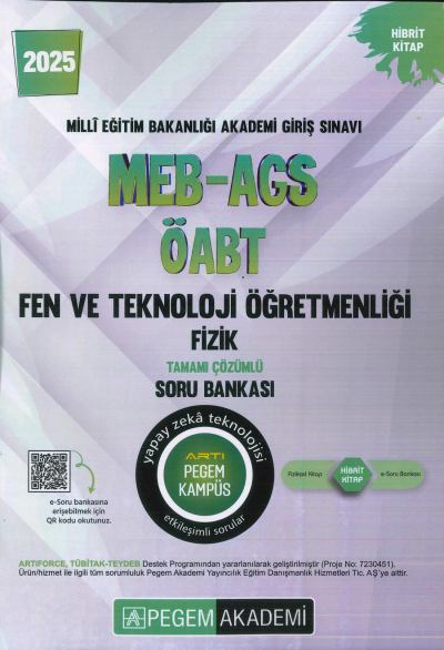 2025 MEB-AGS-ÖABT Fen ve Teknoloji Öğretmenliği Fizik Tamamı Çözümlü Soru Bankas Pegem Akademi Yayıncılık Fenomen Fotokopi - YKS - KPSS - ALES