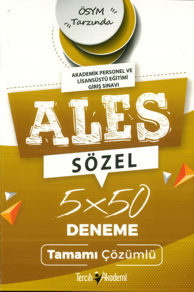 ALES Sözel 5 x 50 Tamamı Çözümlü Deneme Sınavı Tercih Akademi Fenomen Fotokopi - YKS - KPSS - ALES