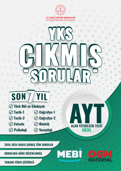 AYT Sözel Son 7 Yıl Çıkmış Sorular 2018-2024 MEBİ Fenomen Fotokopi - YKS - KPSS - ALES