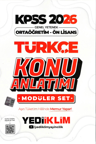 2026 KPSS Lise Ortaöğretim Ön Lisans Konu Anlatımlı Modüler TÜRKÇE Yediiklim Yayınları