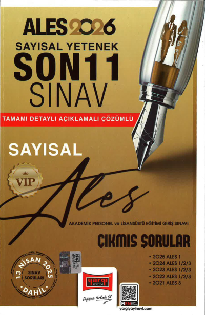2026 ALES VIP Sayısal Yetenek Son 11 Sınav Çıkmış Sorular (13 Nisan 2025 Sınavı Dahil) Yargı Yayınları SAYISAL BÖLÜM