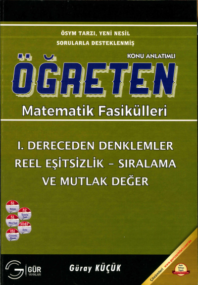 TYT-AYT ÖĞRETEN MATEMATİK 1. DERECEDEN DENKLEMLER REEL EŞİTSİZLİK SIRALAMA VE MUTLAK DEĞER KONU ANLATIMLI