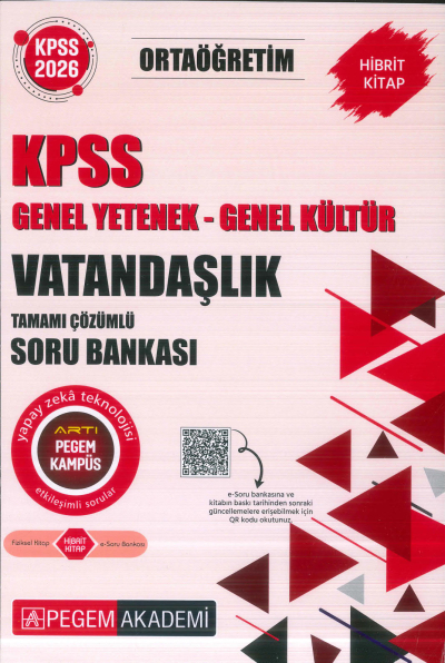 Ortaöğretim KPSS Vatandaşlık Tamamı Çözümlü Soru Bankası Pegem Akademi Fenomen Fotokopi - YKS - KPSS - ALES