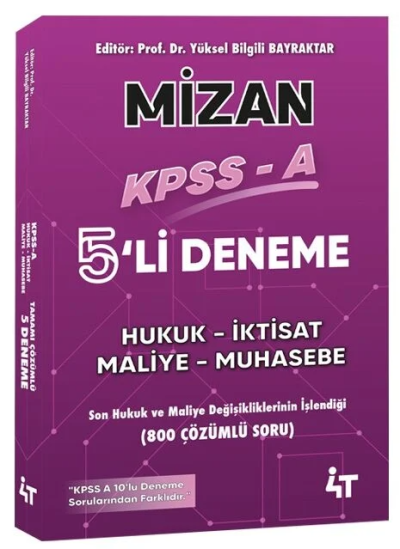 KPSS A Grubu MİZAN 5 Deneme Çözümlü 4T Yayınları Fenomen Fotokopi - YKS - KPSS - ALES