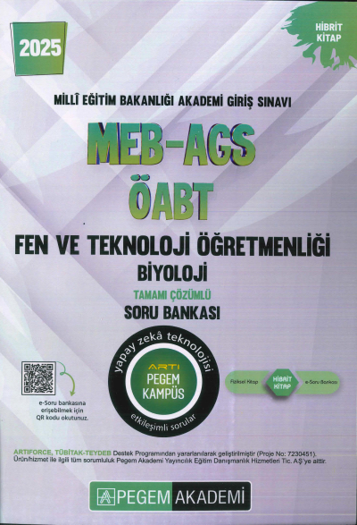 2025 MEB-AGS-ÖABT Fen ve Teknoloji Öğretmenliği Biyoloji Tamamı Çözümlü Soru Bankas Pegem Akademi Yayıncılık Fenomen Fotokopi - YKS - KPSS - ALES