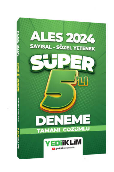 2024 ALES Sayısal - Sözel Tamamı Çözümlü Süper 5`li Deneme Fenomen Fotokopi - YKS - KPSS - ALES