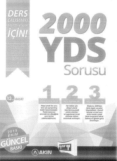 2000 YDS SORUSU 2019 EKİM GÜNCEL BASKI (AKIN DİL YARGI YAYINLARI ORTAK BASIM) Fenomen Fotokopi - YKS - KPSS - ALES