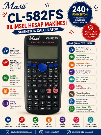 Masis CL-582FS Bilimsel Hesap Makinesi Fenomen Fotokopi - YKS - KPSS - ALES