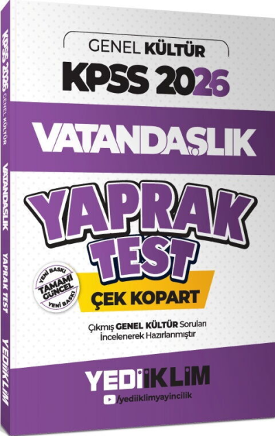 2026 KPSS Genel Yetenek Vatandaşlık Çek Kopart Yaprak Test Yediiklim Yayınları Fenomen Fotokopi - YKS - KPSS - ALES
