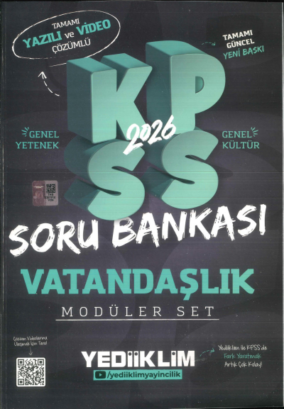 VATANDAŞLIK 2026 KPSS Genel Yetenek Genel Kültür Hem Yazılı Hem Video Çözümlü Soru Bankası Modüler Yediiklim Yayınları Fenomen Fotokopi - YKS - KPSS - ALES