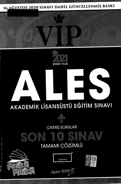 VİP ALES SON 10 YIL ÇIKMIŞ SORU Fenomen Fotokopi - YKS - KPSS - ALES