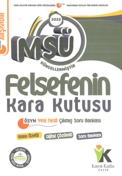 MSÜ FELSEFENİN KARA KUTUSU SORU BANKASI Fenomen Fotokopi - YKS - KPSS - ALES