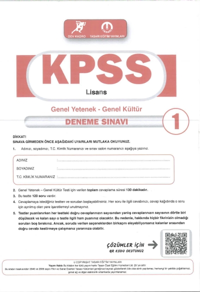 KPSS TG Deneme (1-2-3-4) Tasarı Yayınları Fenomen Fotokopi - YKS - KPSS - ALES
