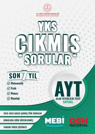 AYT Sayısal (Mat-Fizik-Kimya-Biyoloji) Çıkmış Sorular 2018-2024 Mebi Fenomen Fotokopi - YKS - KPSS - ALES