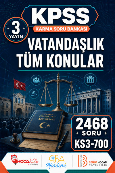 VATANDAŞLIK TÜM KONULAR 3 Yayın 2468 Soru (Benim Hocam - CBA - Hoca Kafası Yayınları) Fenomen Fotokopi - YKS - KPSS - ALES
