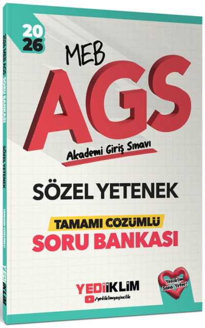 2026 MEB AGS Sözel Yetenek Tamamı Çözümlü Soru Bankası Yediiklim Yayınları Fenomen Fotokopi - YKS - KPSS - ALES