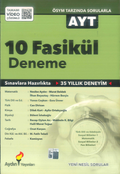 AYT 10 FASİKÜL DENEME Fenomen Fotokopi - YKS - KPSS - ALES