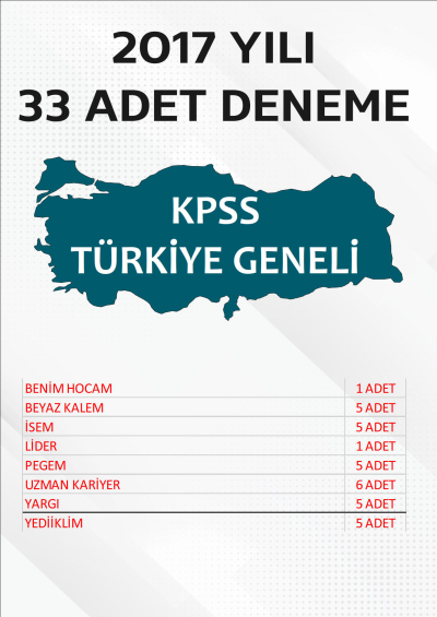 33 ADET TG DENEME 2017 YILI TG LİSTEMİZDEKİ TÜM YAYINLARI KAPSAR (TG109-TG116 ARASI) Fenomen Fotokopi - YKS - KPSS - ALES