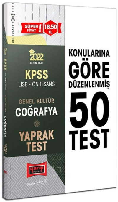 KPSS Lise Ön Lisans Genel Kültür Coğrafya Yaprak Test Fenomen Fotokopi - YKS - KPSS - ALES