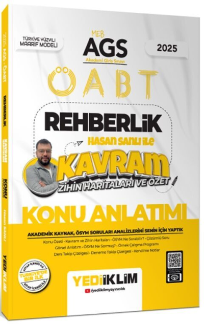 2025 MEB AGS ÖABT Rehberlik Hasan Sanlı ile Kavram Zihin Haritaları ve Özet Konu Anlatımı Yediiklim Yayınları