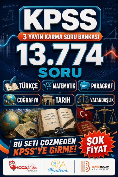 KPSS Tüm Dersler (Türkçe-Paragraf-Matematik-Coğrafya-Tarih-Vatandaşlık) 3 Yayın Karma Soru Bankası Tam 13774 Soru Fenomen Fotokopi - YKS - KPSS - ALES