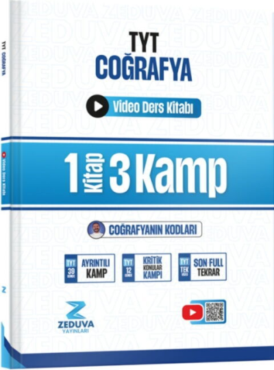 Coğrafyanın Kodları TYT Coğrafya 1 Kitap 3 Kamp Video Ders Kitabı Zeduva Yayınları Fenomen Fotokopi - YKS - KPSS - ALES